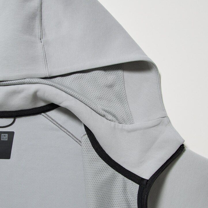 hellgrauer uniqlo dry stretch herren-hoodie mit reißverschluss