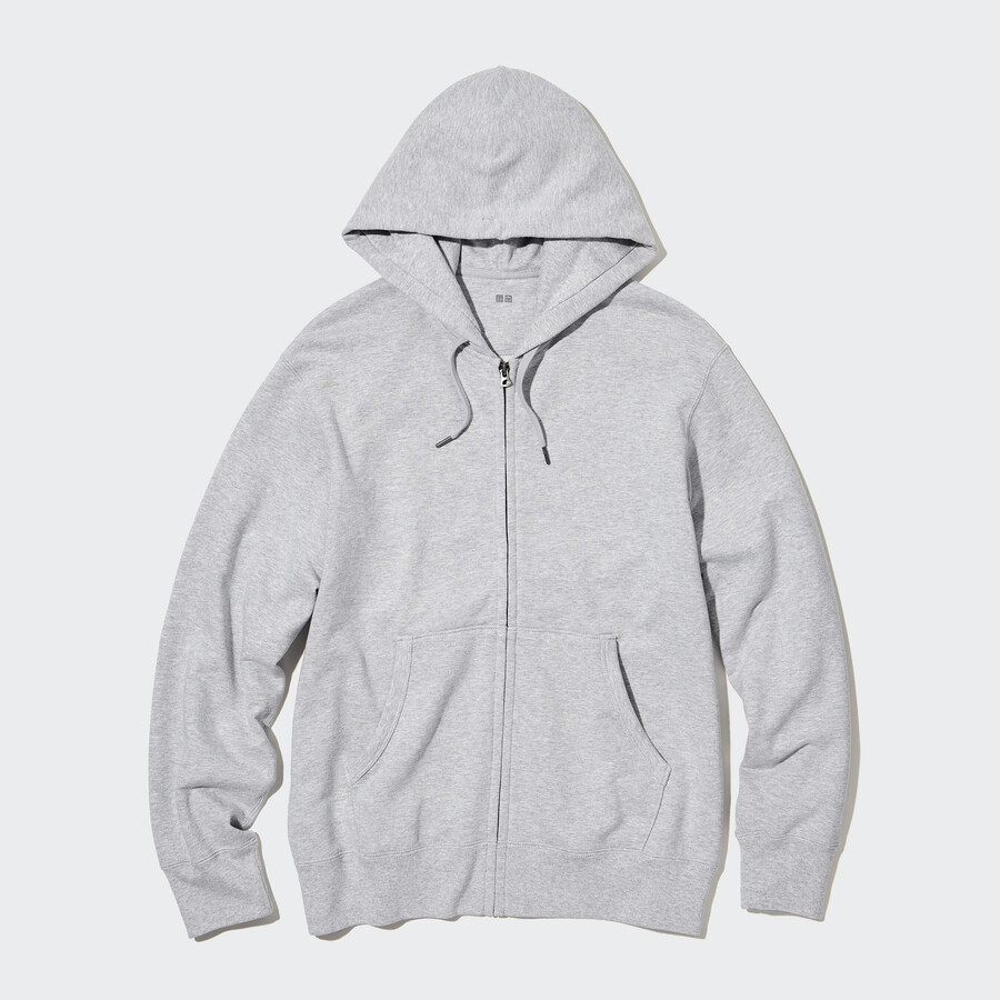 uniqlo herren-sweatshirt-kapuzenpullover mit reißverschluss grau