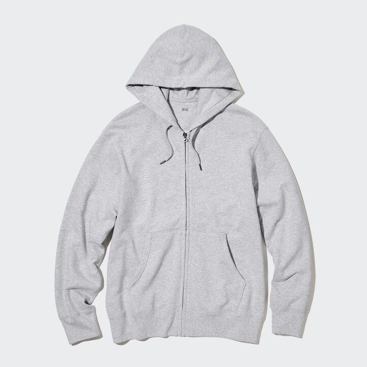 uniqlo herren-sweatshirt-kapuzenpullover mit reißverschluss grau