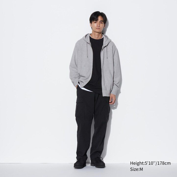 uniqlo sweatshirt-kapuzenpullover mit reißverschluss für herren blau