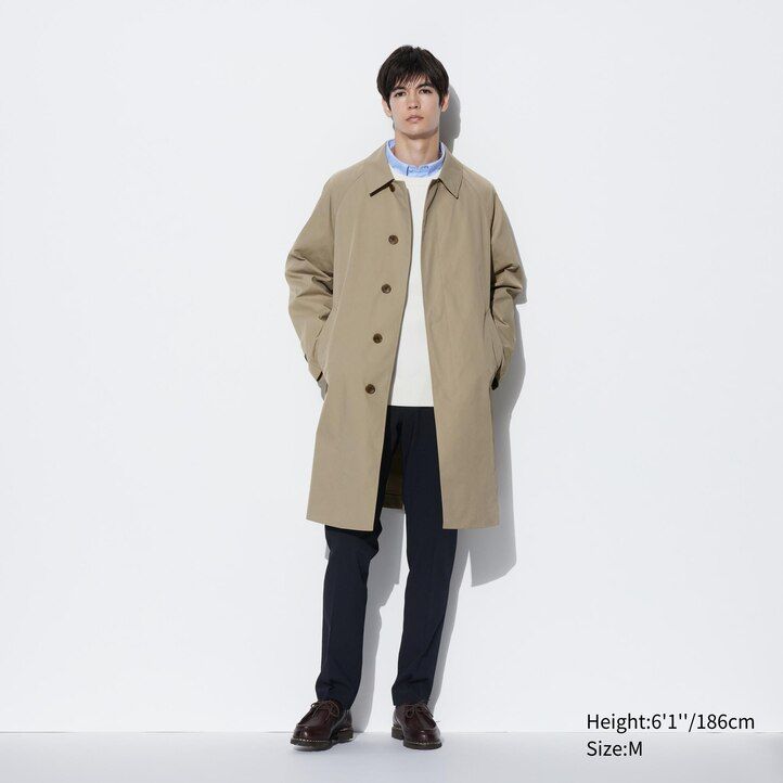 beige uniqlo herrenjacken einreihig mit zwei tragemöglichkeiten