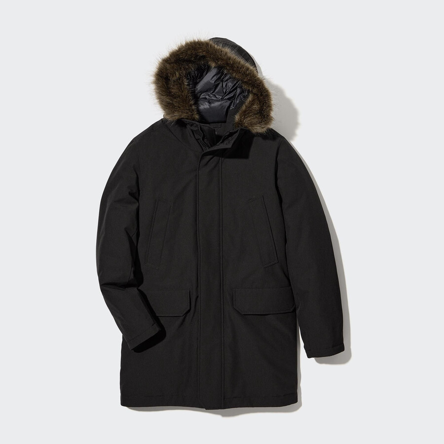 uniqlo ultra warm hybrid-daunenjacke für herren schwarz