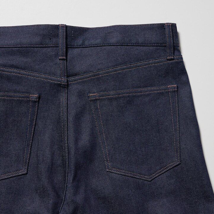schwarze uniqlo selvedge stretch slim fit herrenjeans
