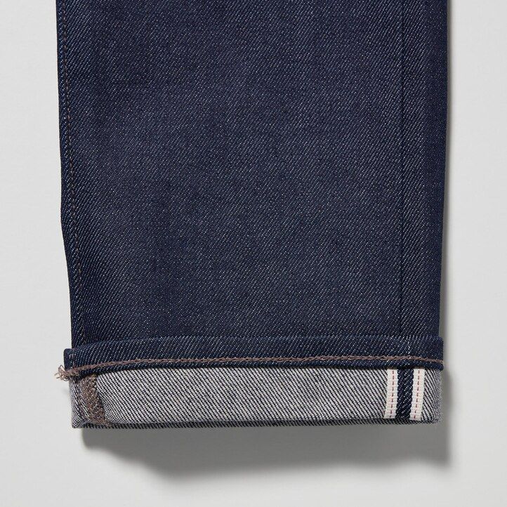 schwarze uniqlo selvedge stretch slim fit herrenjeans