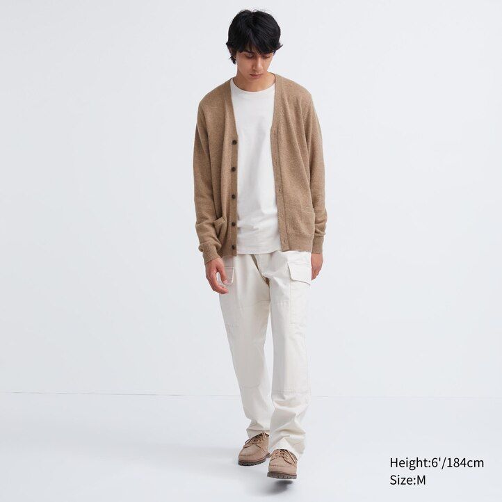 uniqlo premium herrenpullover aus lammwolle mit v-ausschnitt grau