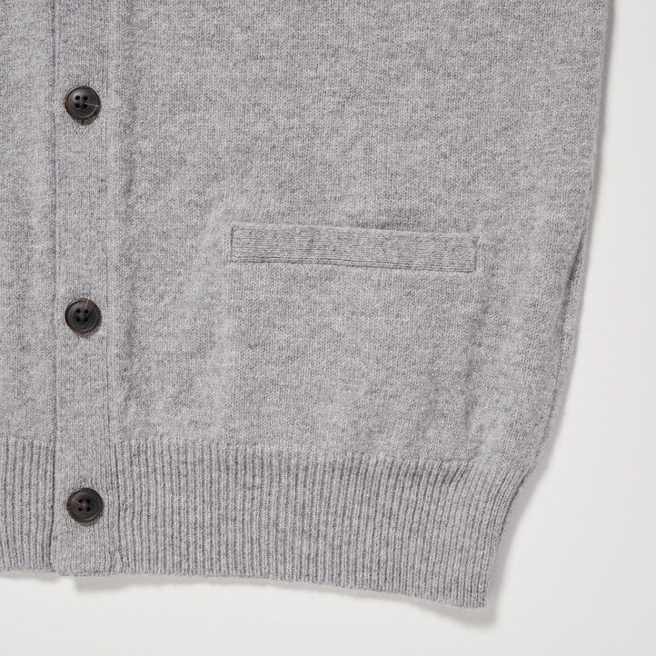 uniqlo premium herrenpullover aus lammwolle mit v-ausschnitt grau