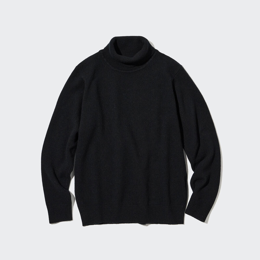 uniqlo herren-pullover aus premium-lammwolle schwarz