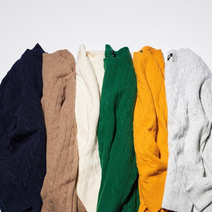 uniqlo herren-pullover mit rundhalsausschnitt weiß aus souffle-garnstrick.