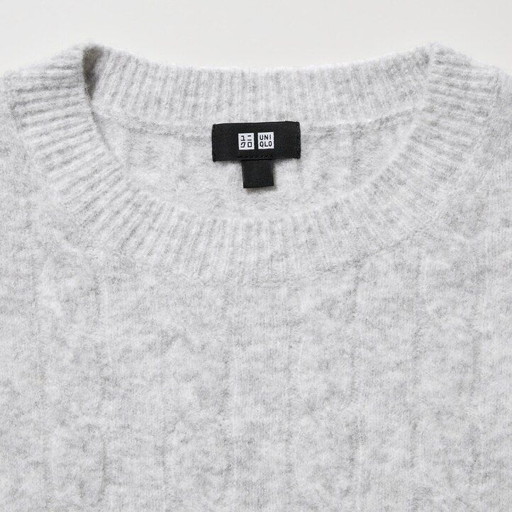 uniqlo herren-pullover mit rundhalsausschnitt weiß aus souffle-garnstrick.