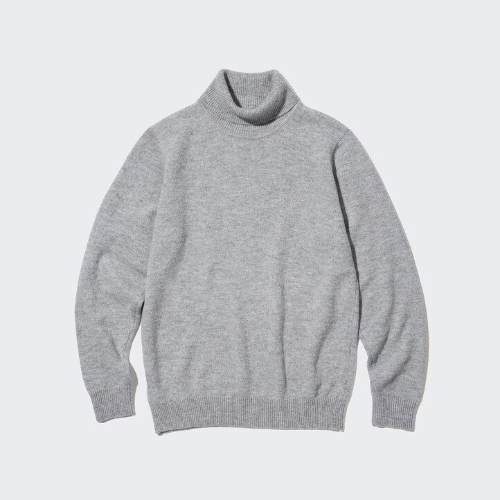 uniqlo premium herrenpullover aus lammwolle blau