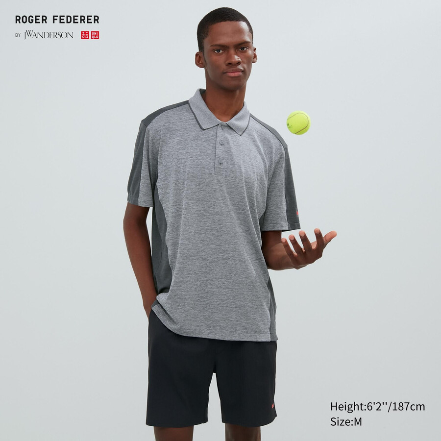 graues uniqlo dry ex polohemd für herren
