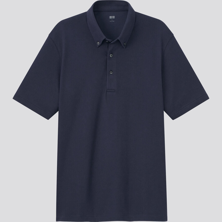 herren uniqlo airism pique poloshirt saison 2021 marineblau