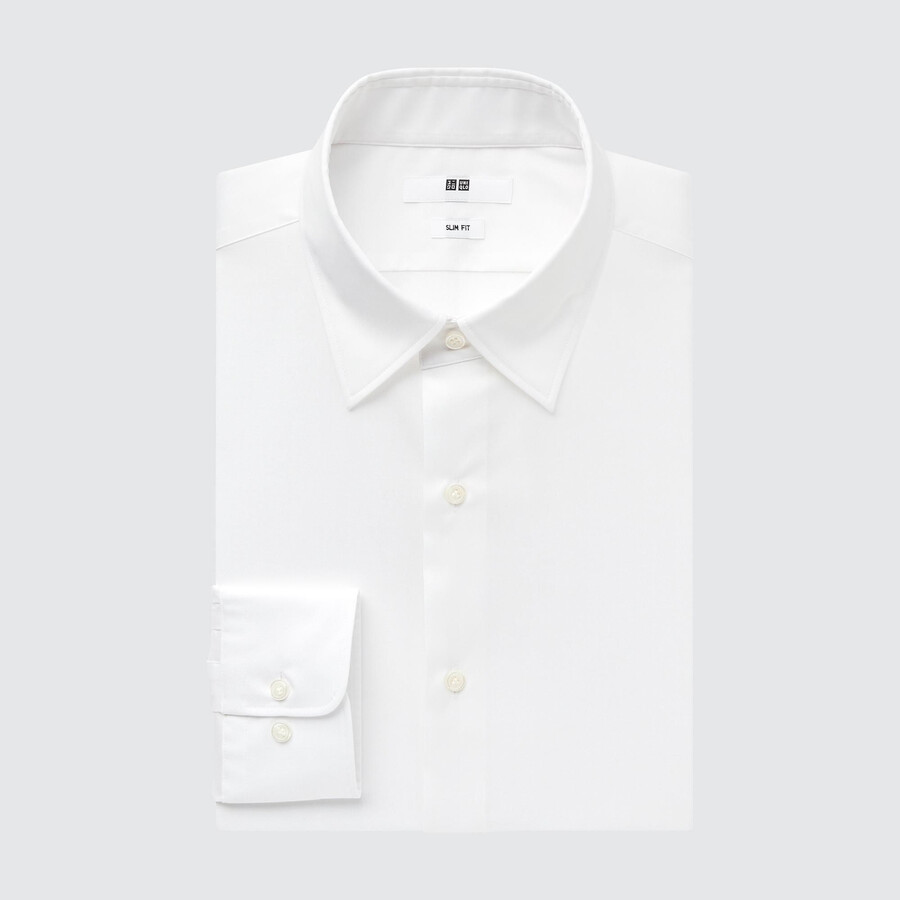 uniqlo easyre herren-stretchhemd aus breitgewebe slim fit normaler kragen weiß