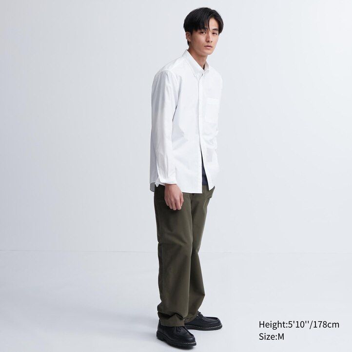 uniqlo herrenhemd aus extrafeinem baumwoll-broadcloth reguläre passform button-down-kragen weiß
