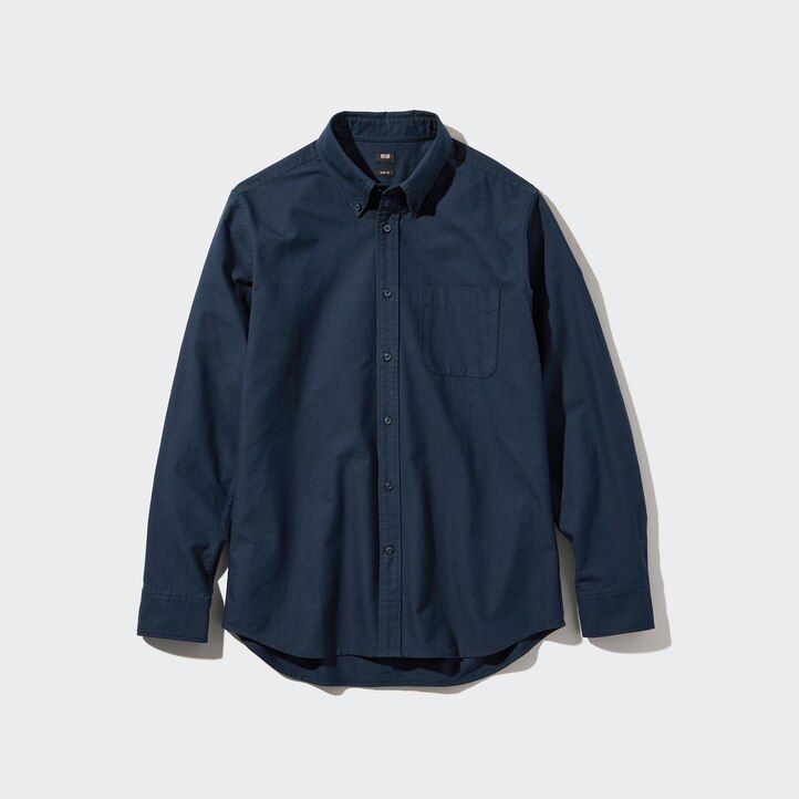 uniqlo slim fit oxford herrenhemden mit normalem kragen blau