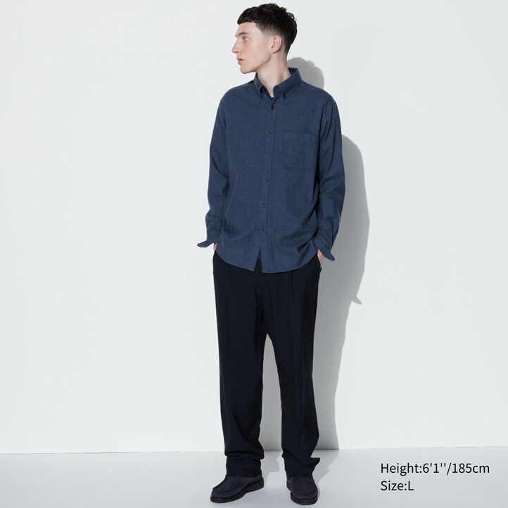 uniqlo flanell-t-shirt mit regulärer passform herrenhemden olivgrün