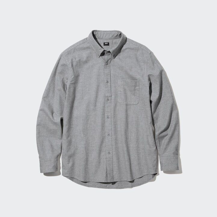 uniqlo flanell-t-shirt mit regulärer passform herrenhemden olivgrün