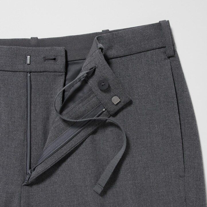 marineblaue herrenanzüge von uniqlo aus smart wool in knöchellänge