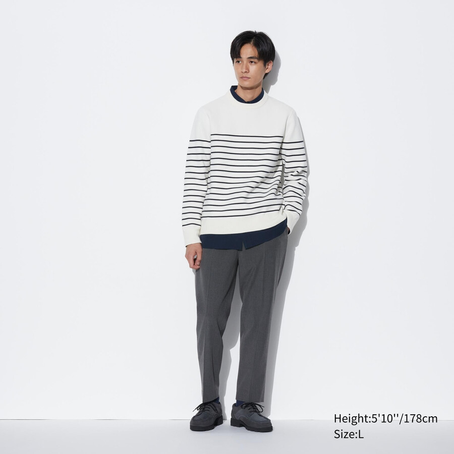 uniqlo herren-hosen in wolloptik knöchellang grau
