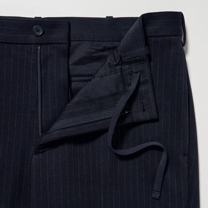 uniqlo herren smart striped ankle length trousers navy