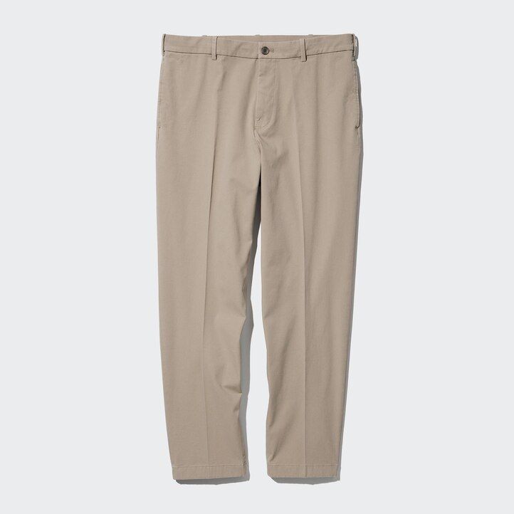 beige herren-hose von uniqlo modell smart cotton like knöchellang