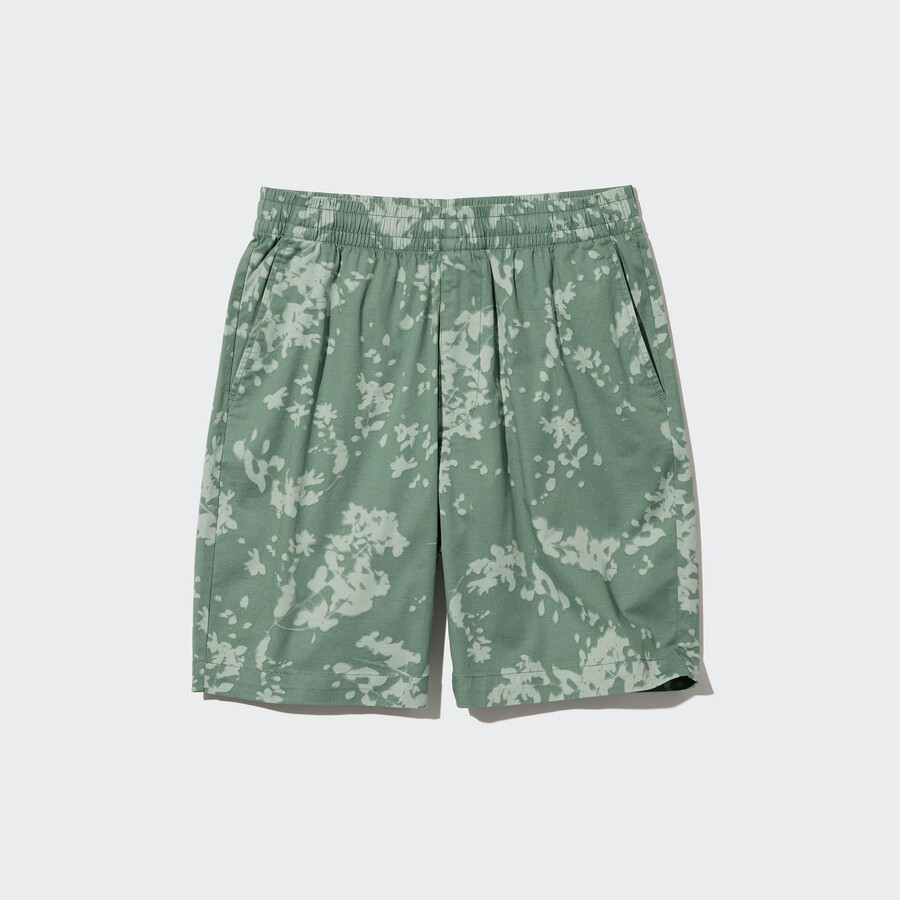 uniqlo dry stretch easys herrenhose mit blattmuster grün