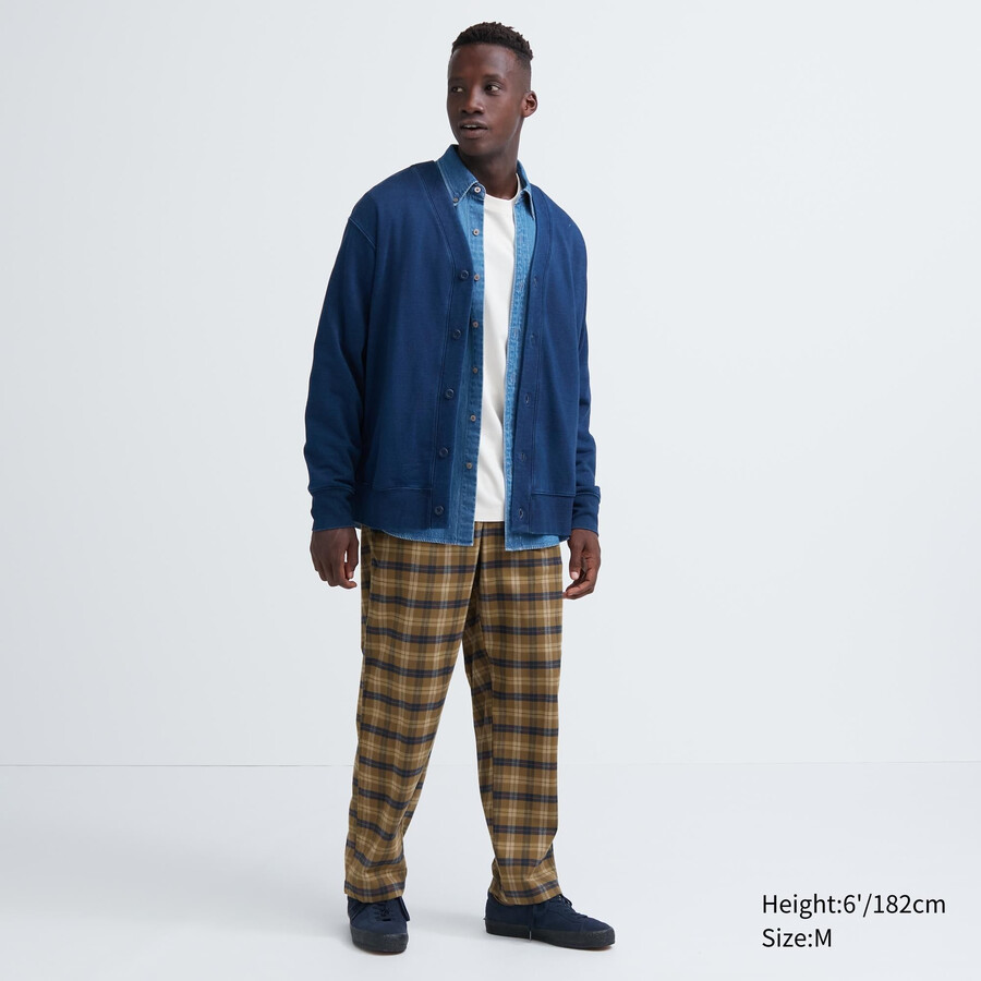 uniqlo flanellhose mit einfachem muster knöchellang herren braun