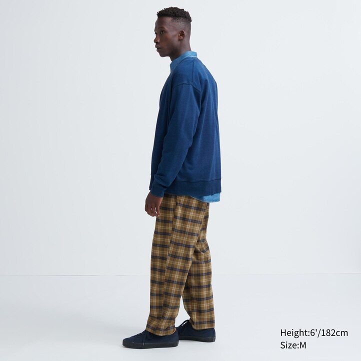 uniqlo flanellhose mit einfachem muster knöchellang herren braun