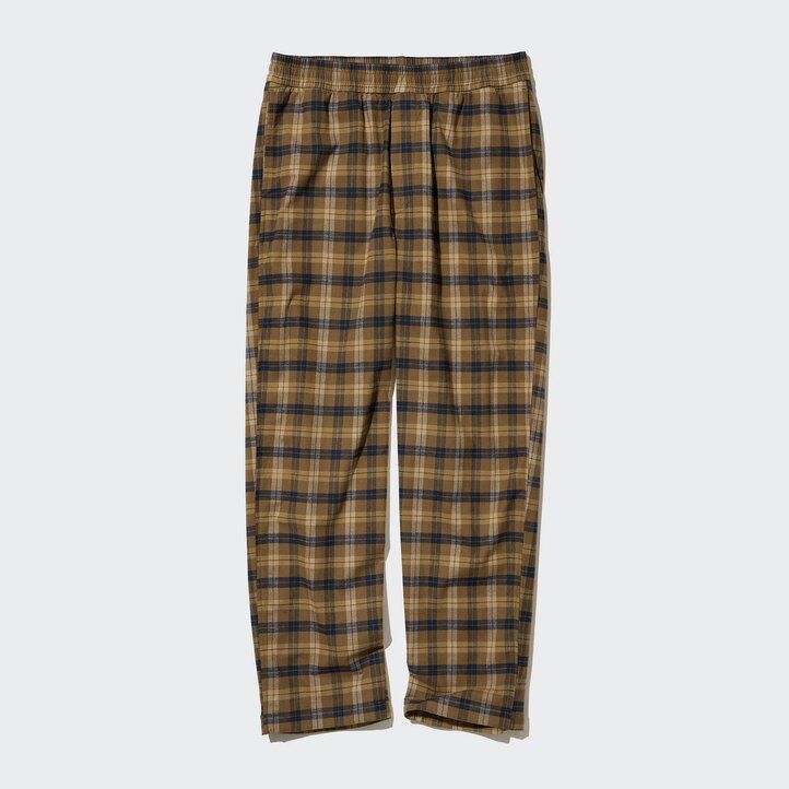 uniqlo flanellhose mit einfachem muster knöchellang herren braun