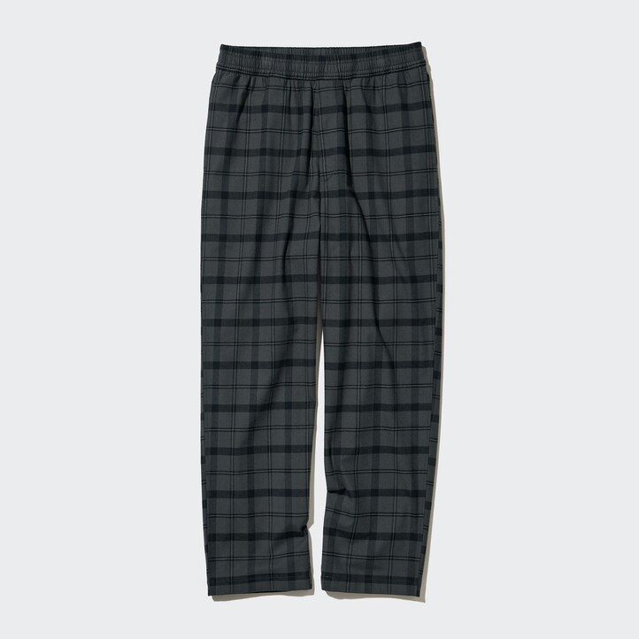 uniqlo flanellhose mit einfachem muster knöchellang herren dunkelgrau