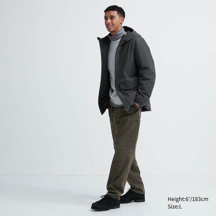 schwarze uniqlo heattech herrenhose mit warmem futter