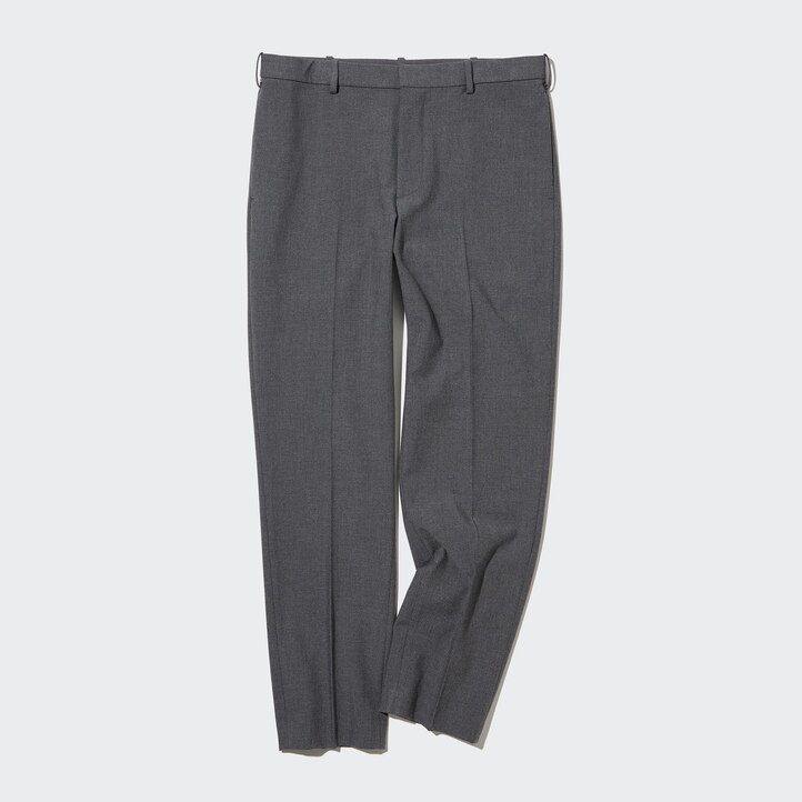 graue uniqlo smart wool-ähnliche herrenhose in knöchellänge