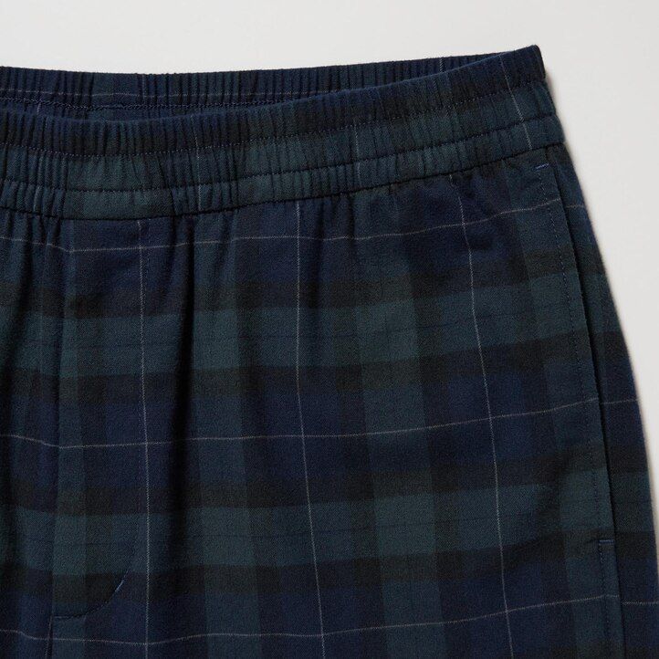 uniqlo flanellhose mit einfachem muster knöchellang herren dunkelgrün