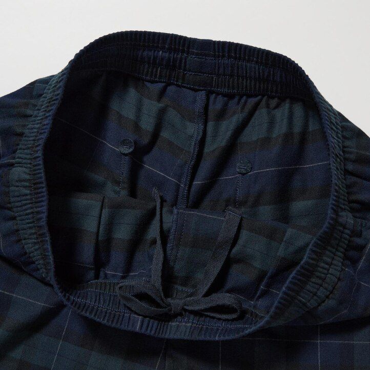 uniqlo flanellhose mit einfachem muster knöchellang herren dunkelgrün