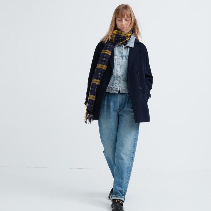 uniqlo heattech schal mit muster damentaschen gelb -