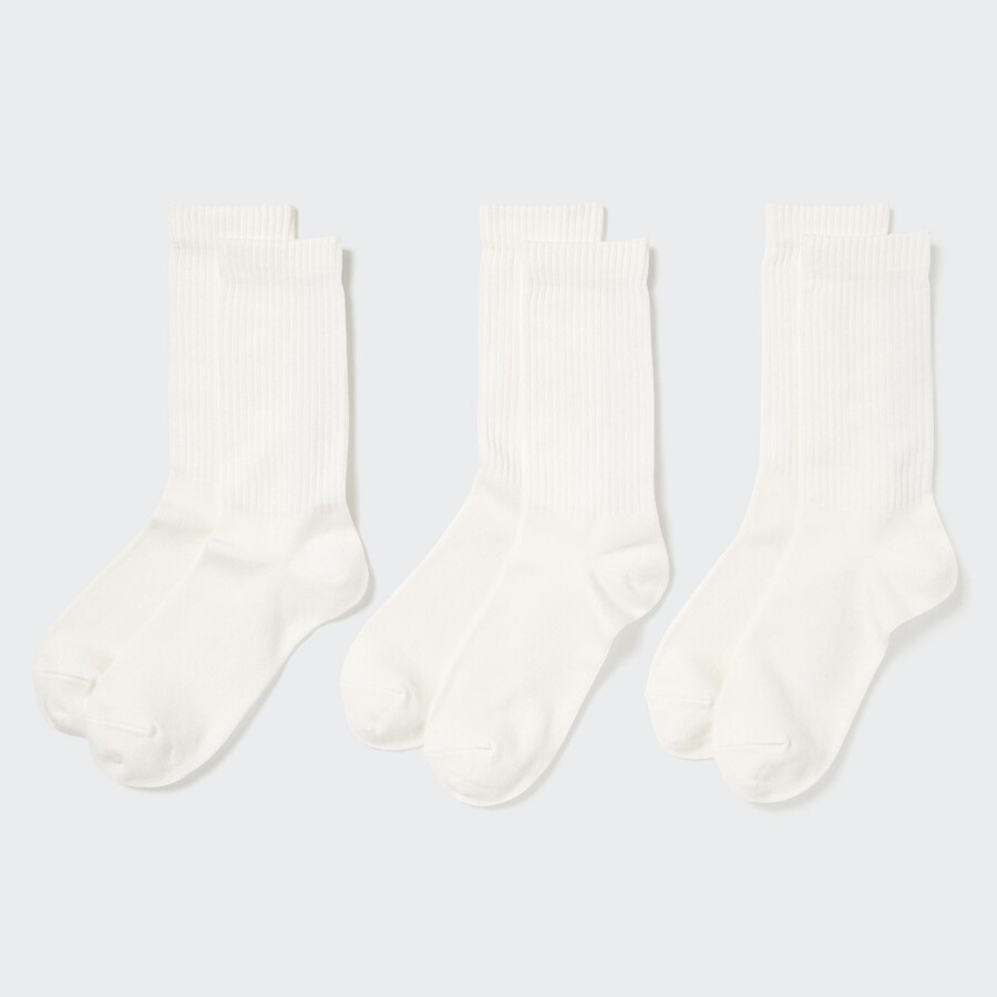 uniqlo damen-rippsocken 3 paar weiß