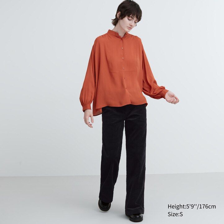 uniqlo damenbluse mit volumen weiß