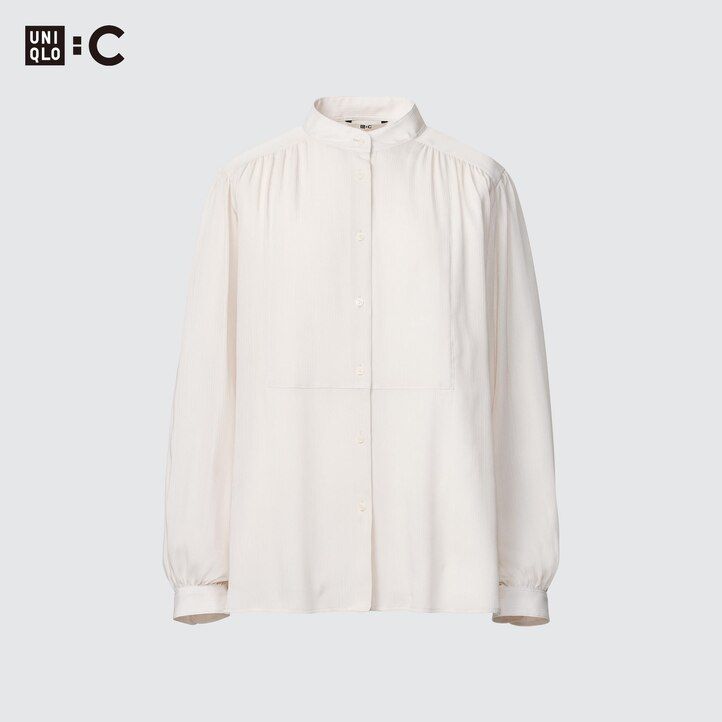 uniqlo damenbluse mit volumen weiß