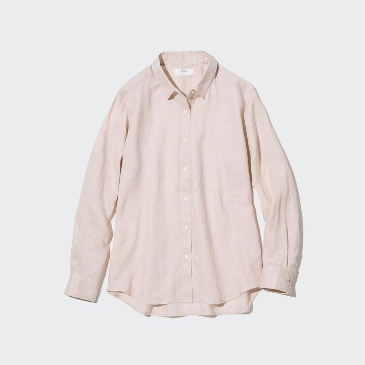 grüne uniqlo damenbluse aus 100 premium-leinen