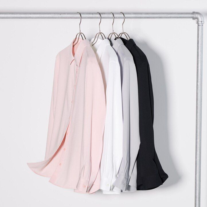 rosa uniqlo damenbluse aus viskose mit Ärmeln