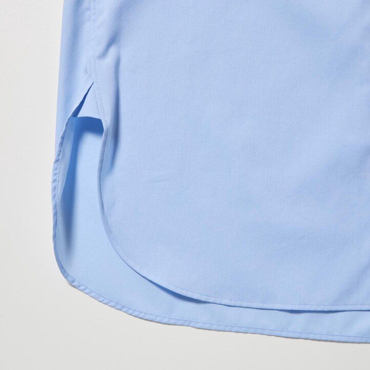 blaue uniqlo damenbluse aus extrafeiner baumwolle