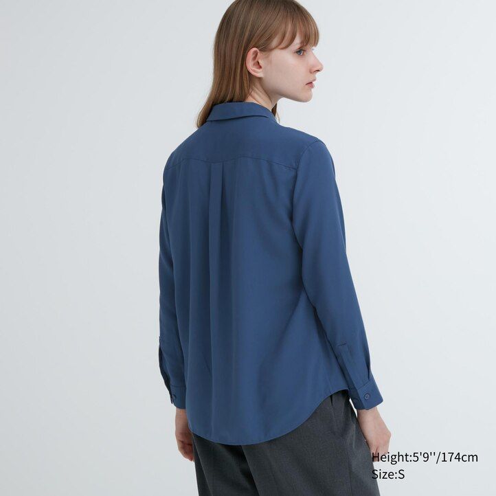 uniqlo damenbluse aus viskose mit Ärmeln rosa