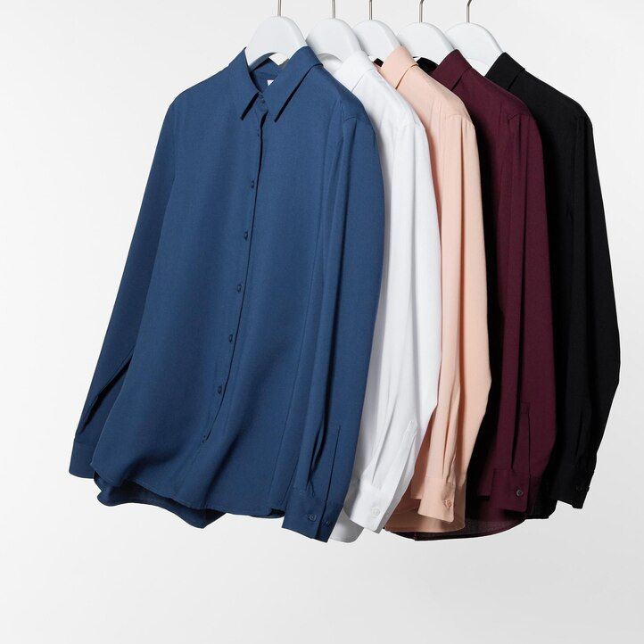 uniqlo damenbluse aus viskose mit Ärmeln rosa