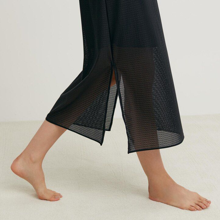 braunes ärmelloses maxikleid aus mesh von uniqlo für damen