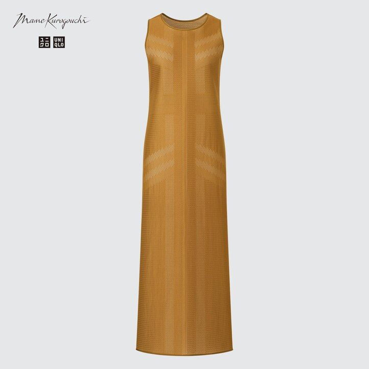 braunes ärmelloses maxikleid aus mesh von uniqlo für damen