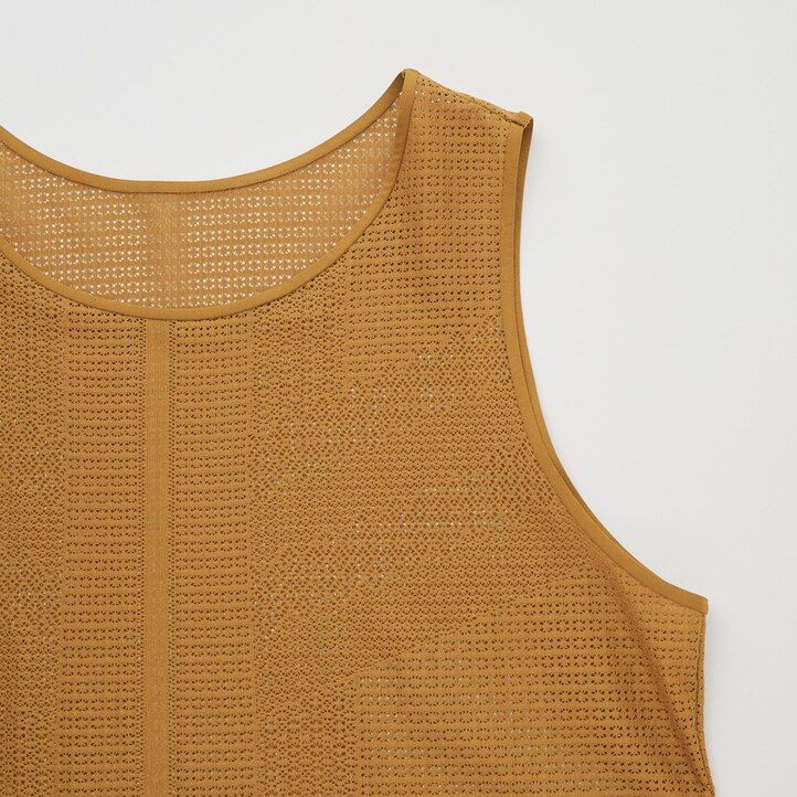 braunes ärmelloses maxikleid aus mesh von uniqlo für damen