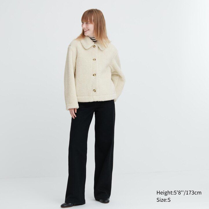 uniqlo damen-fleecejacke mit pile-futter schwarz