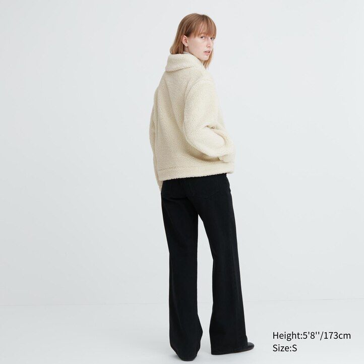uniqlo damen-fleecejacke mit pile-futter schwarz