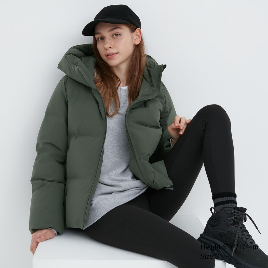 nahtlose daunenjacke von uniqlo für damen olivgrün