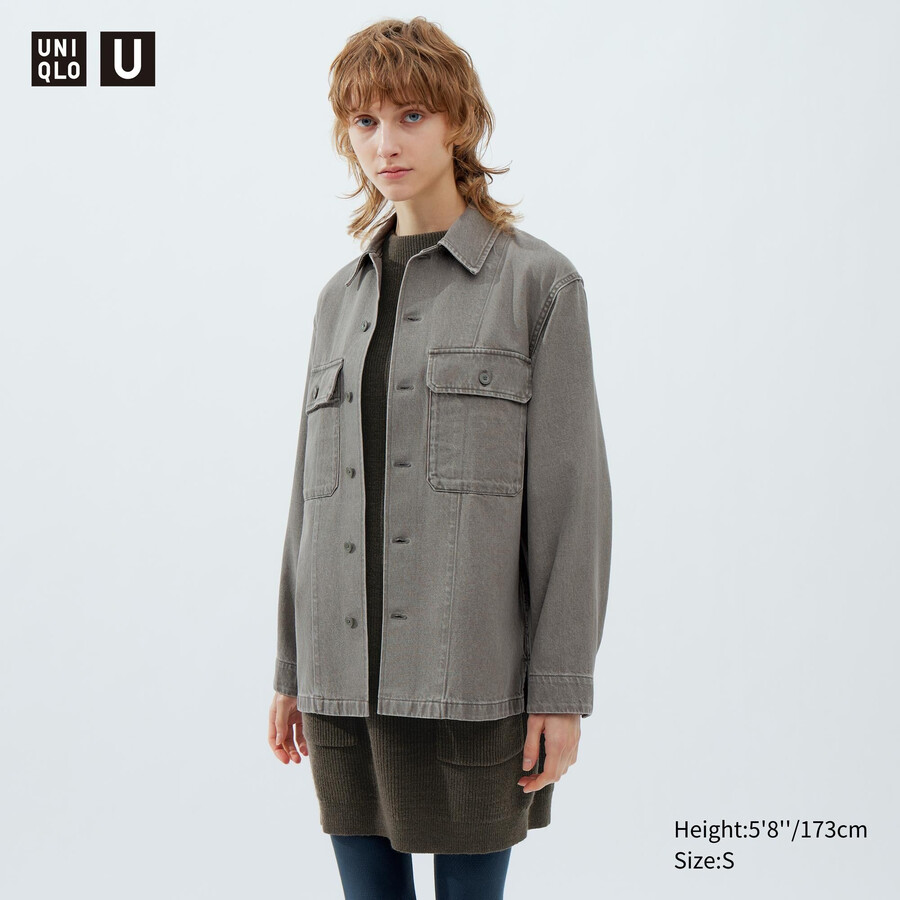 graue uniqlo jeansjacken für damen